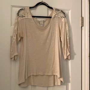 Cream three quarter length sleeve